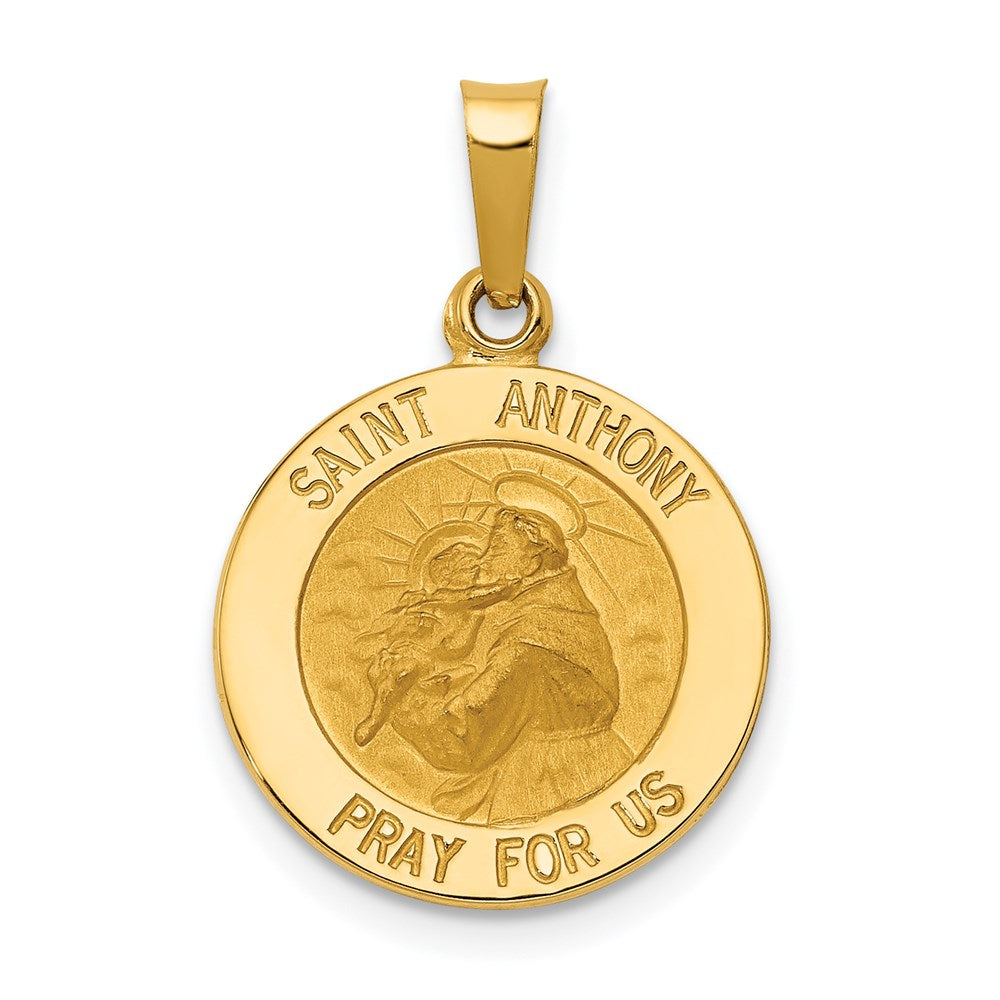14k Yellow Gold Solid Saint Anthony Medal Pendant, 15mm, Item P8355 by The Black Bow Jewelry Co.