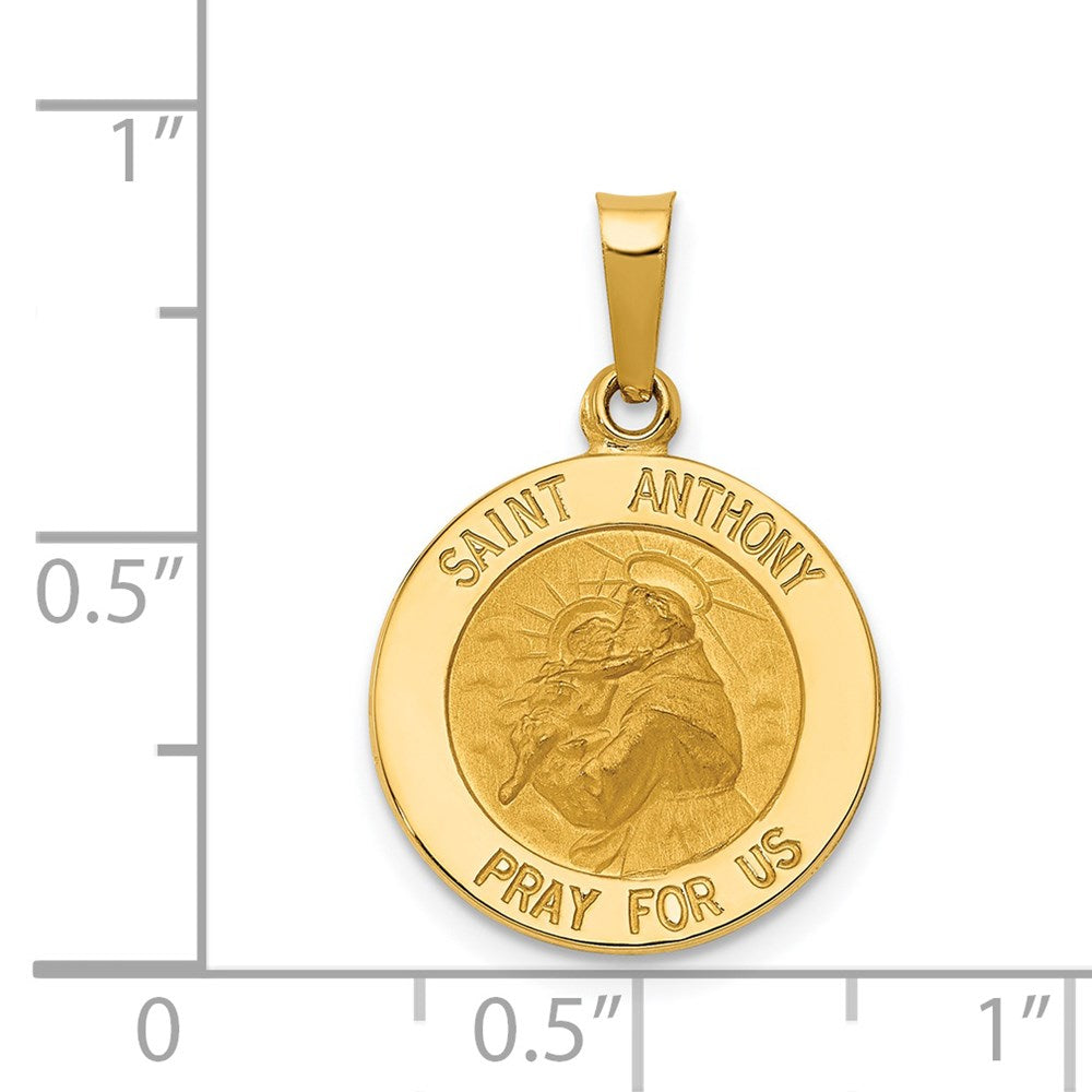 Alternate view of the 14k Yellow Gold Solid Saint Anthony Medal Pendant, 15mm by The Black Bow Jewelry Co.