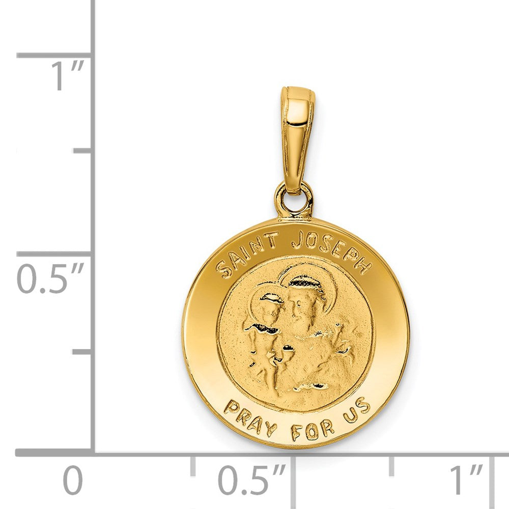 Alternate view of the 14k Yellow Gold Saint Joseph Medal Pendant, 16mm (5/8 inch) by The Black Bow Jewelry Co.