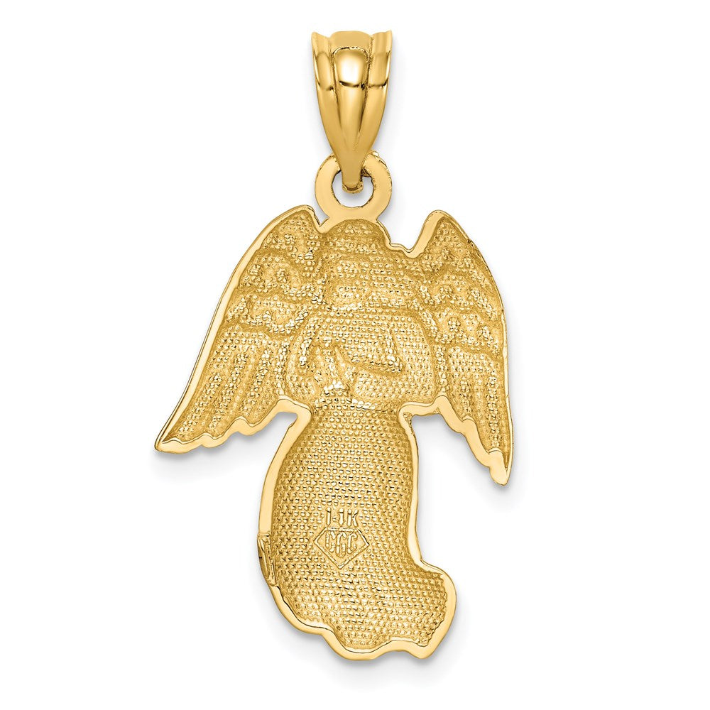 Alternate view of the 14k Yellow Gold Polished Praying Angel Pendant by The Black Bow Jewelry Co.