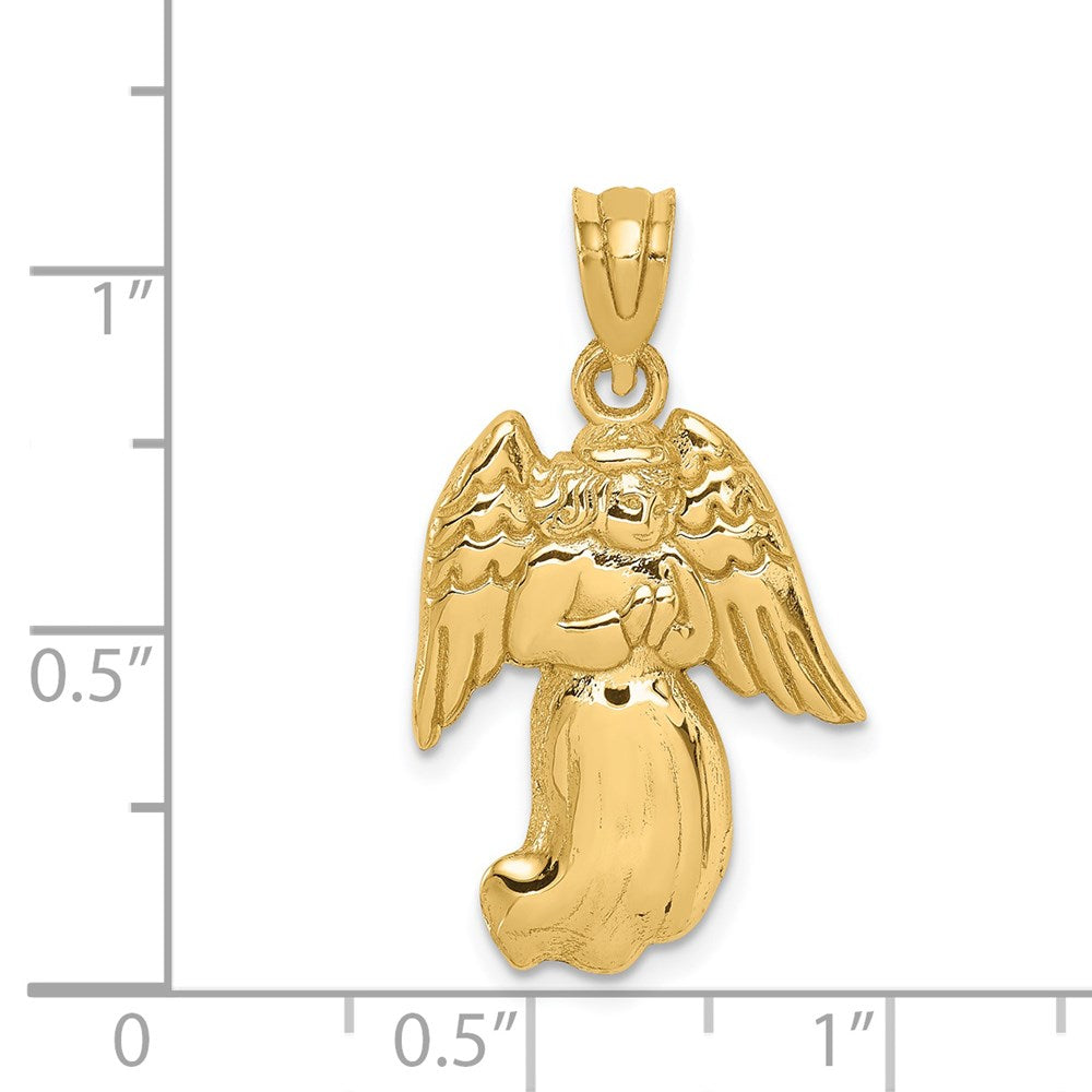 Alternate view of the 14k Yellow Gold Polished Praying Angel Pendant by The Black Bow Jewelry Co.