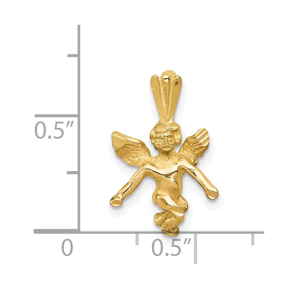 Alternate view of the 14k Yellow Gold 3D Diamond Cut Angel Pendant by The Black Bow Jewelry Co.