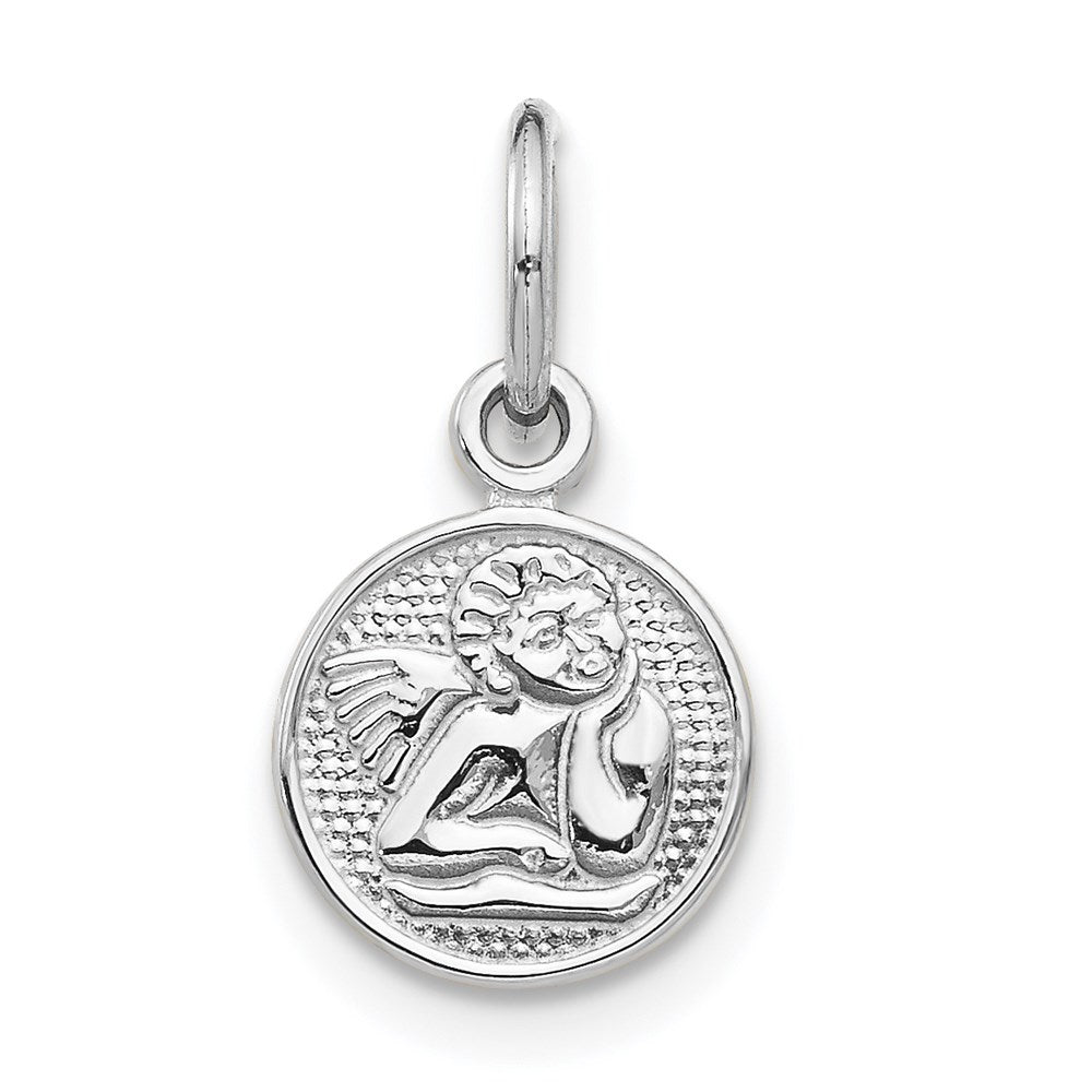 14k White Gold Small Angel Charm, Item P8363 by The Black Bow Jewelry Co.
