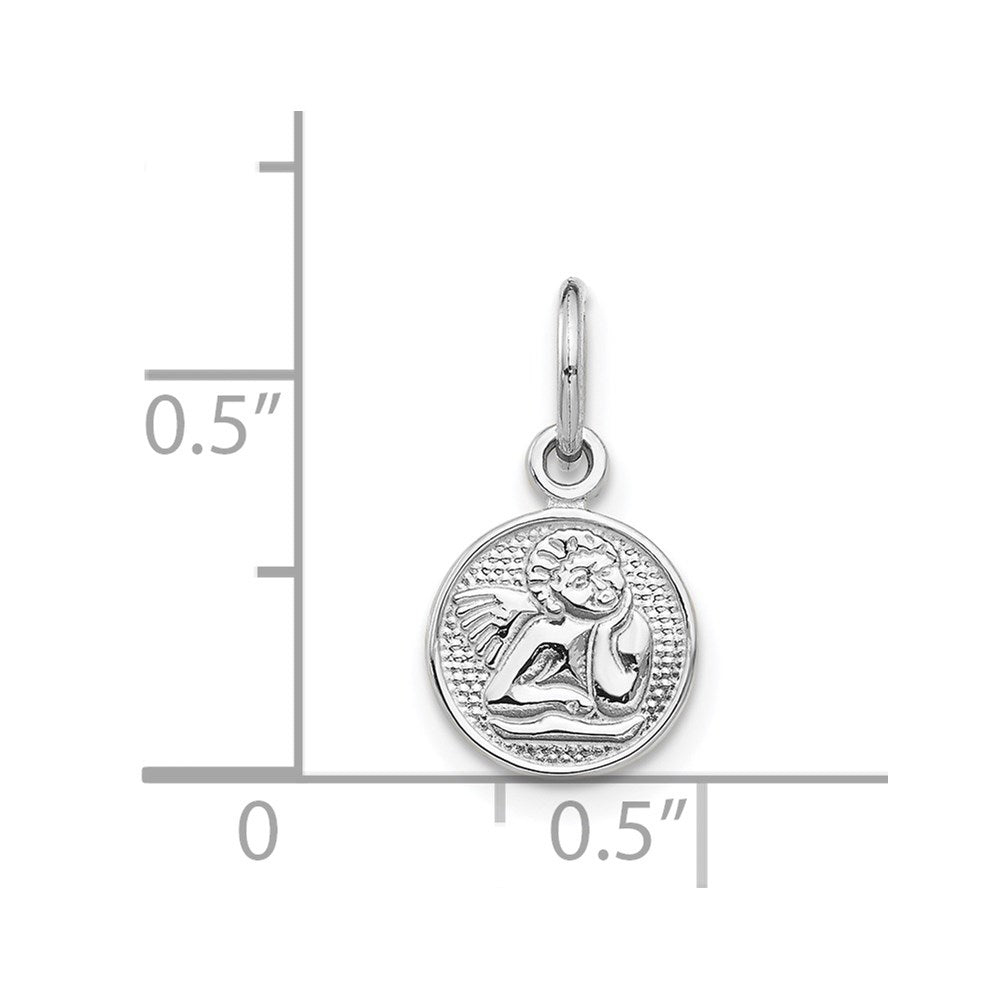 Alternate view of the 14k White Gold Small Angel Charm by The Black Bow Jewelry Co.