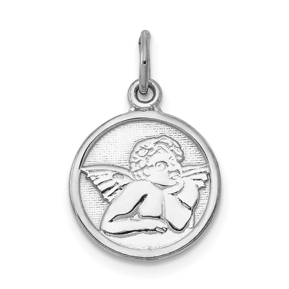 14k White Gold Textured Angel Charm, Item P8365 by The Black Bow Jewelry Co.