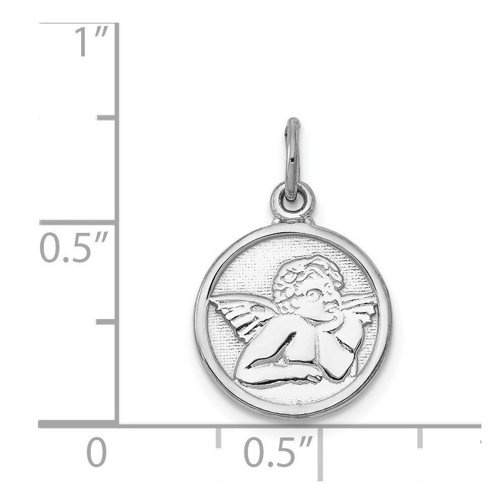 Alternate view of the 14k White Gold Textured Angel Charm by The Black Bow Jewelry Co.