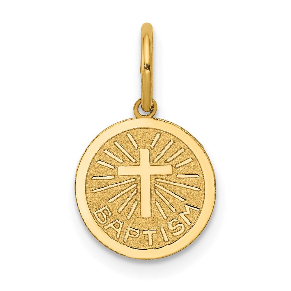 14k Yellow Gold Small Baptism Charm, 10mm (3/8 inch), Item P8367 by The Black Bow Jewelry Co.