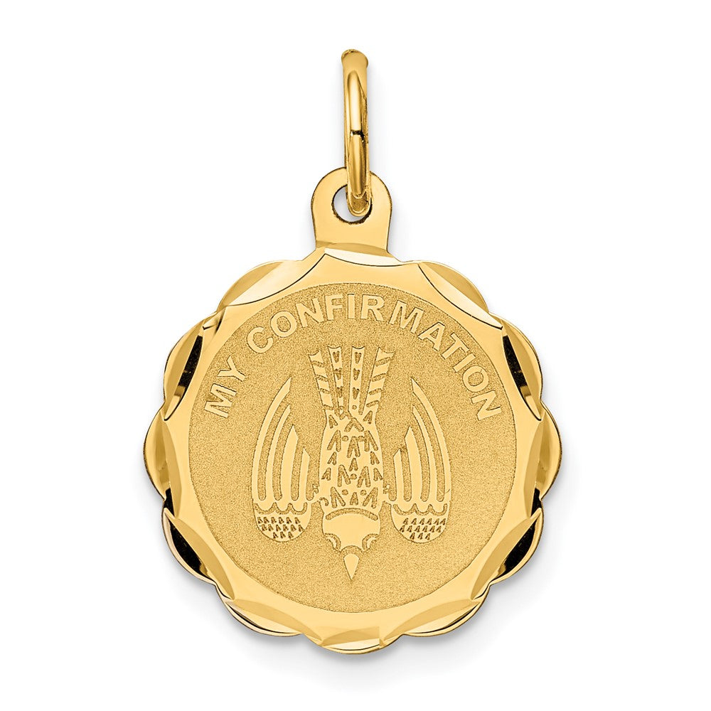 14k Yellow Gold My Confirmation Engravable Charm, 16mm (5/8 inch), Item P8369 by The Black Bow Jewelry Co.