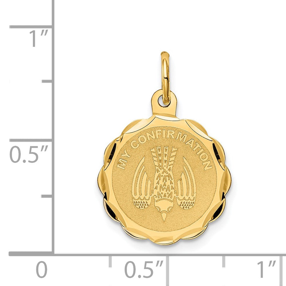 Alternate view of the 14k Yellow Gold My Confirmation Engravable Charm, 16mm (5/8 inch) by The Black Bow Jewelry Co.