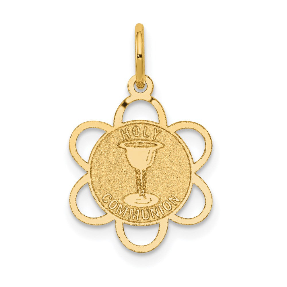 14k Yellow Gold Holy Communion Charm, 13mm (1/2 inch), Item P8371 by The Black Bow Jewelry Co.