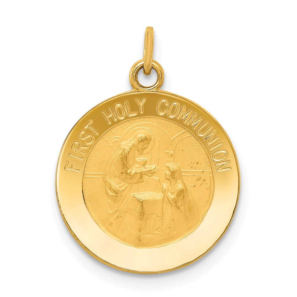 14k Yellow Gold First Holy Communion Charm, 15mm (9/16 inch), Item P8377 by The Black Bow Jewelry Co.