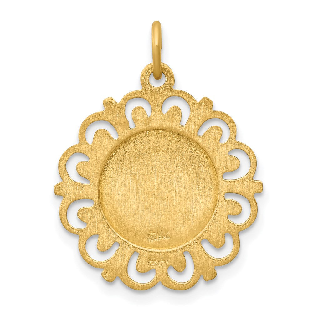 Alternate view of the 14k Yellow Gold First Holy Communion Filigree Charm by The Black Bow Jewelry Co.