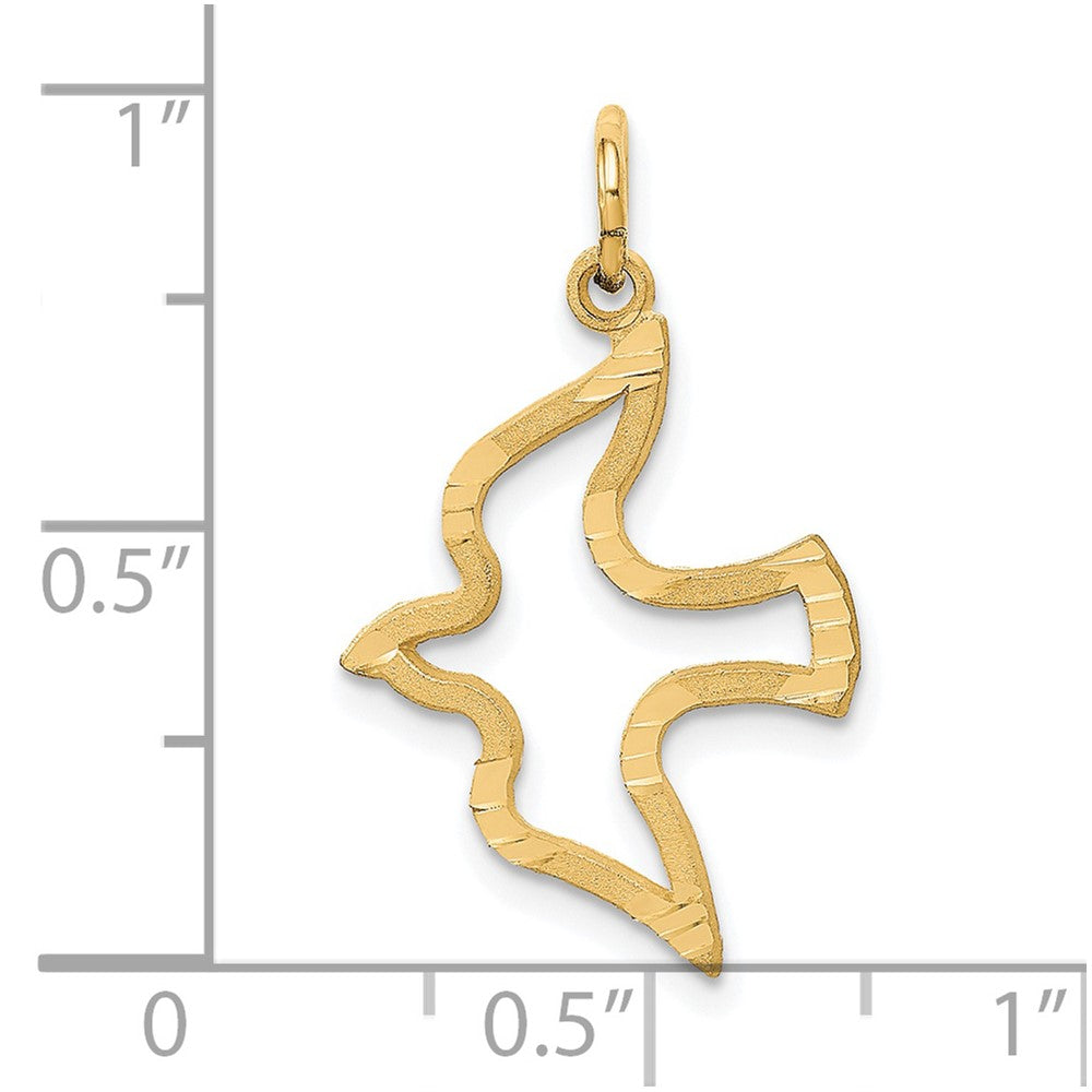 Alternate view of the 14k Yellow Gold Diamond Cut Dove Charm by The Black Bow Jewelry Co.