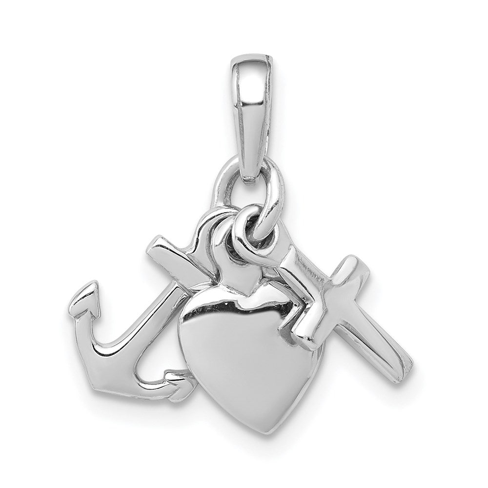 14k White Gold Faith, Hope and Charity Charm, Item P8387 by The Black Bow Jewelry Co.