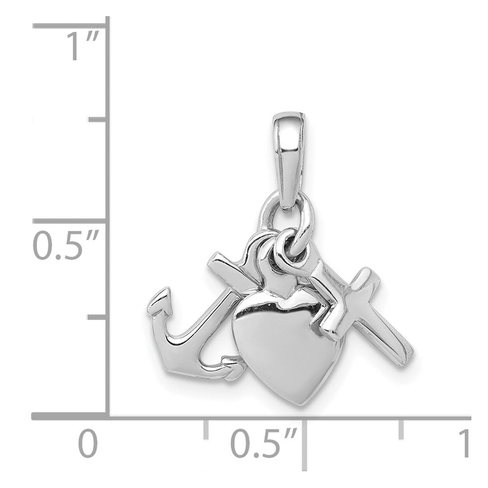 Alternate view of the 14k White Gold Faith, Hope and Charity Charm by The Black Bow Jewelry Co.