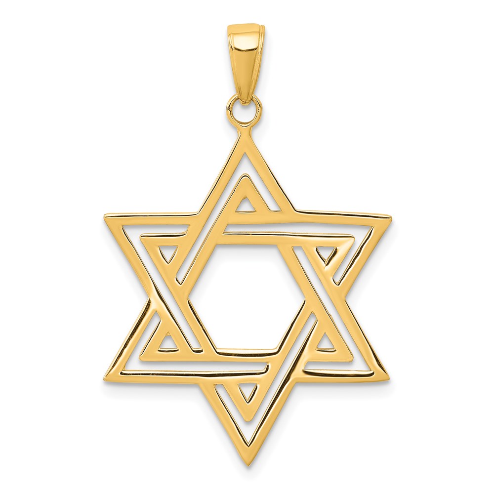 14k Yellow Gold Satin Star of David Pendant, Item P8388 by The Black Bow Jewelry Co.