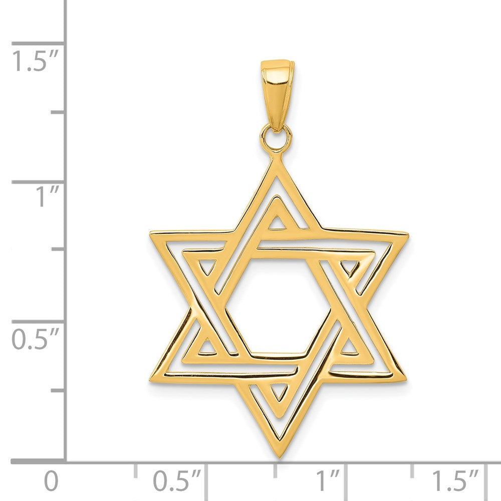 Alternate view of the 14k Yellow Gold Satin Star of David Pendant by The Black Bow Jewelry Co.