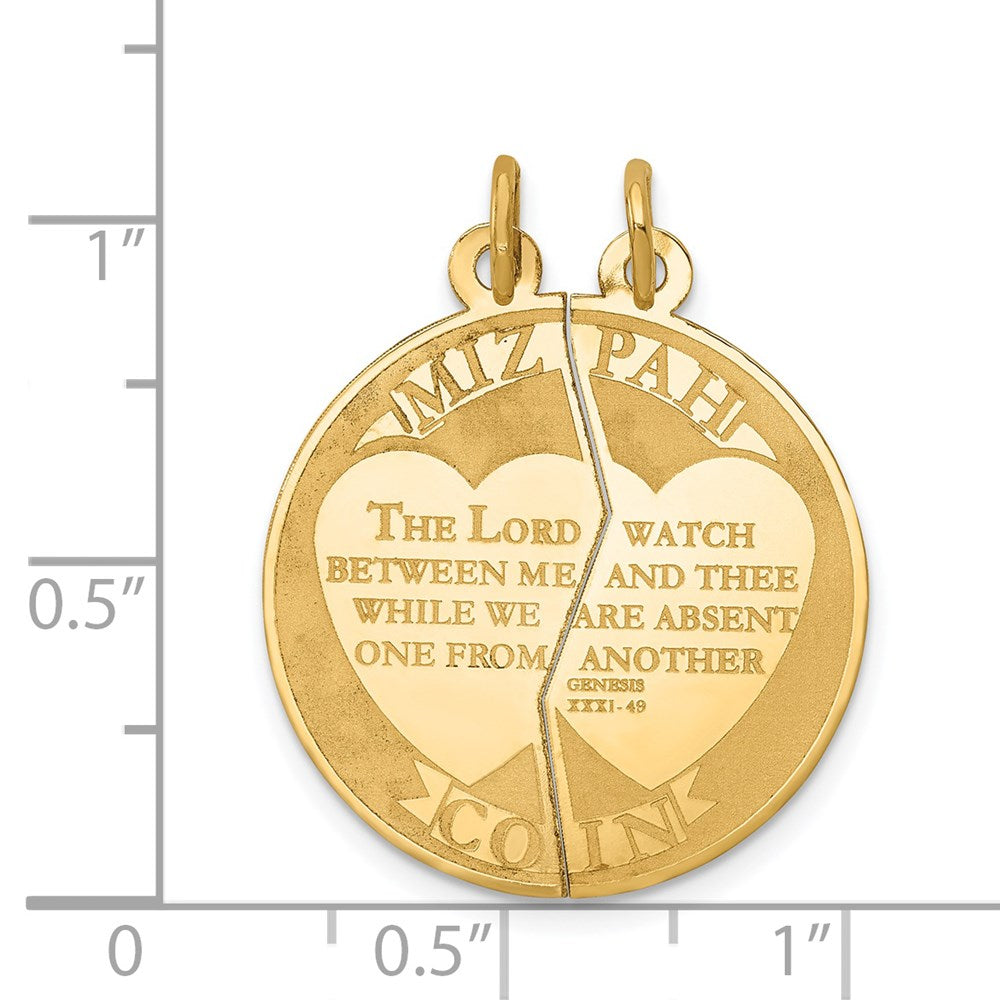 Alternate view of the 14k Yellow Gold Mizpah Break-apart Coin by The Black Bow Jewelry Co.