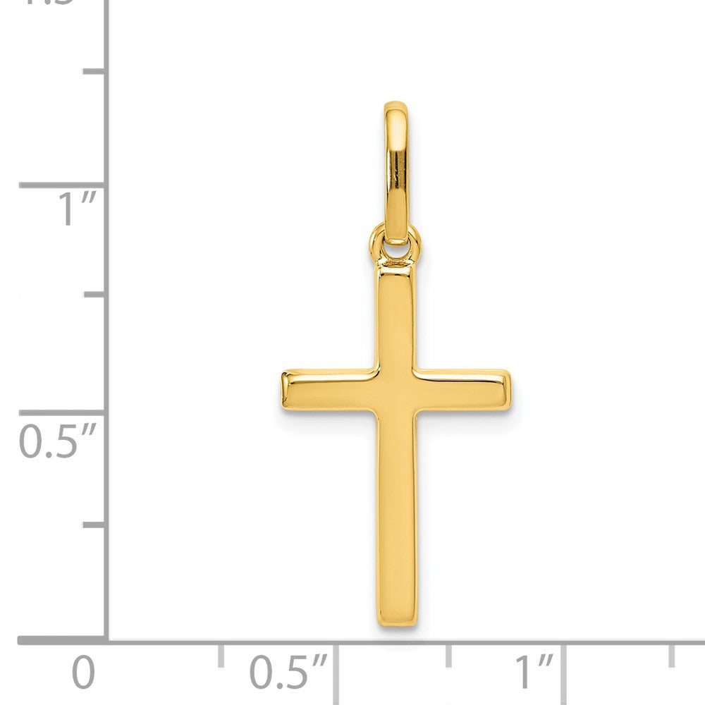 Alternate view of the 14k Yellow Gold, Hollow, Latin Cross Pendant by The Black Bow Jewelry Co.