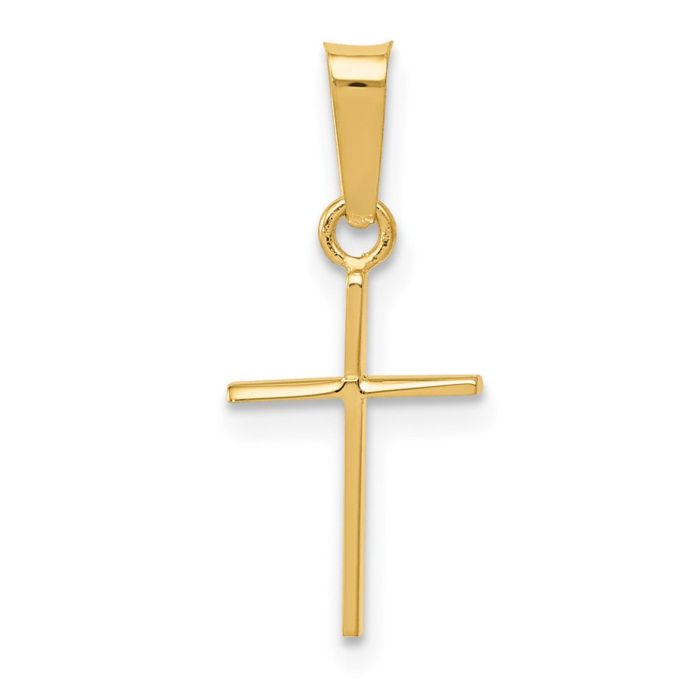 14k Yellow Gold, Thin, Latin Cross Pendant, Item P8394 by The Black Bow Jewelry Co.