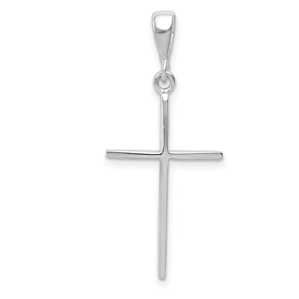 14k White Gold, Thin, Latin Cross Pendant, Item P8395 by The Black Bow Jewelry Co.