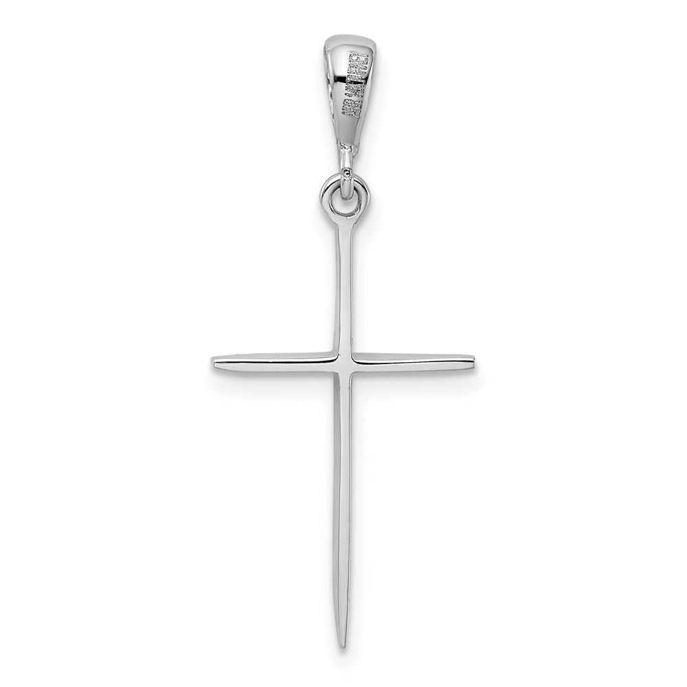 Alternate view of the 14k White Gold, Thin, Latin Cross Pendant by The Black Bow Jewelry Co.