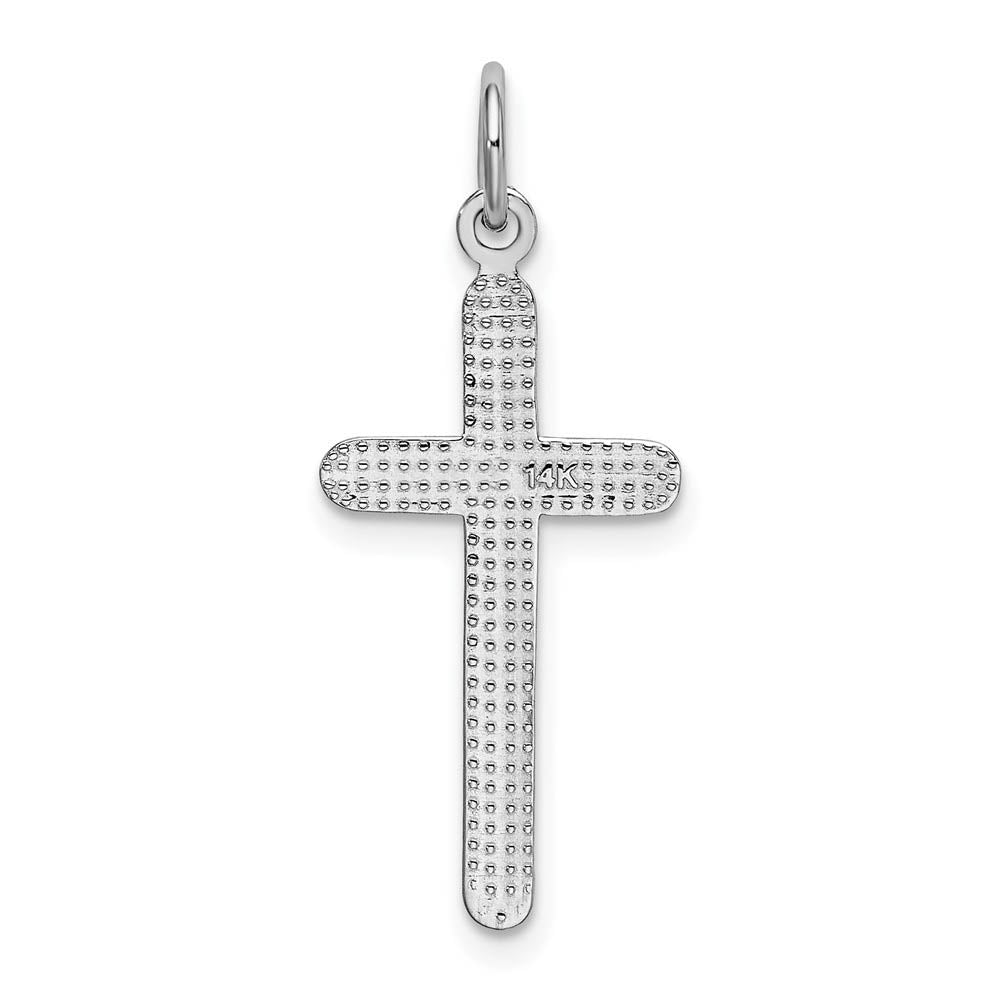 Alternate view of the 14k White Gold Textured Latin Cross Pendant by The Black Bow Jewelry Co.