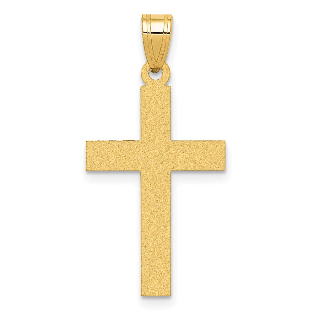 14k Yellow Gold, Satin Cross Pendant 14 x 28mm, Item P8402 by The Black Bow Jewelry Co.