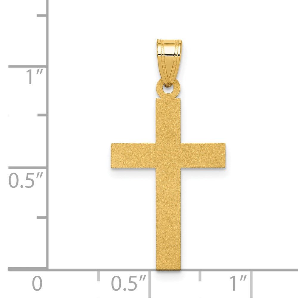 Alternate view of the 14k Yellow Gold, Satin Cross Pendant 14 x 28mm by The Black Bow Jewelry Co.