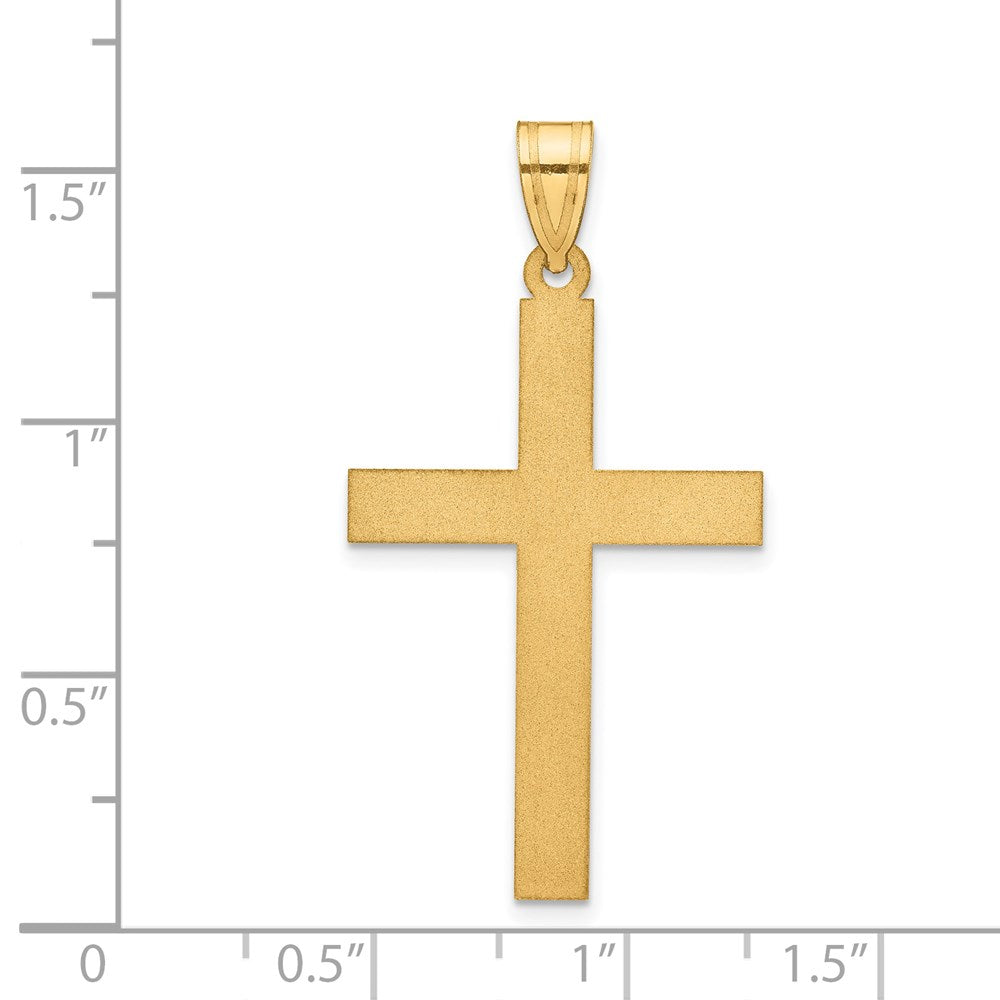 Alternate view of the 14k Yellow Gold Satin Latin Cross Pendant, 33mm by The Black Bow Jewelry Co.
