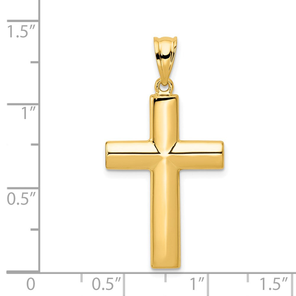 Alternate view of the 14k Yellow Gold, Hollow Cross Pendant by The Black Bow Jewelry Co.