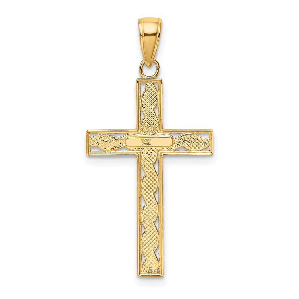 Alternate view of the 14k Yellow Gold, Rope, Latin Cross Pendant by The Black Bow Jewelry Co.