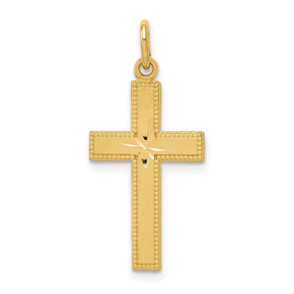 14k Yellow Gold, Diamond Cut, Latin Cross Pendant, Item P8413 by The Black Bow Jewelry Co.