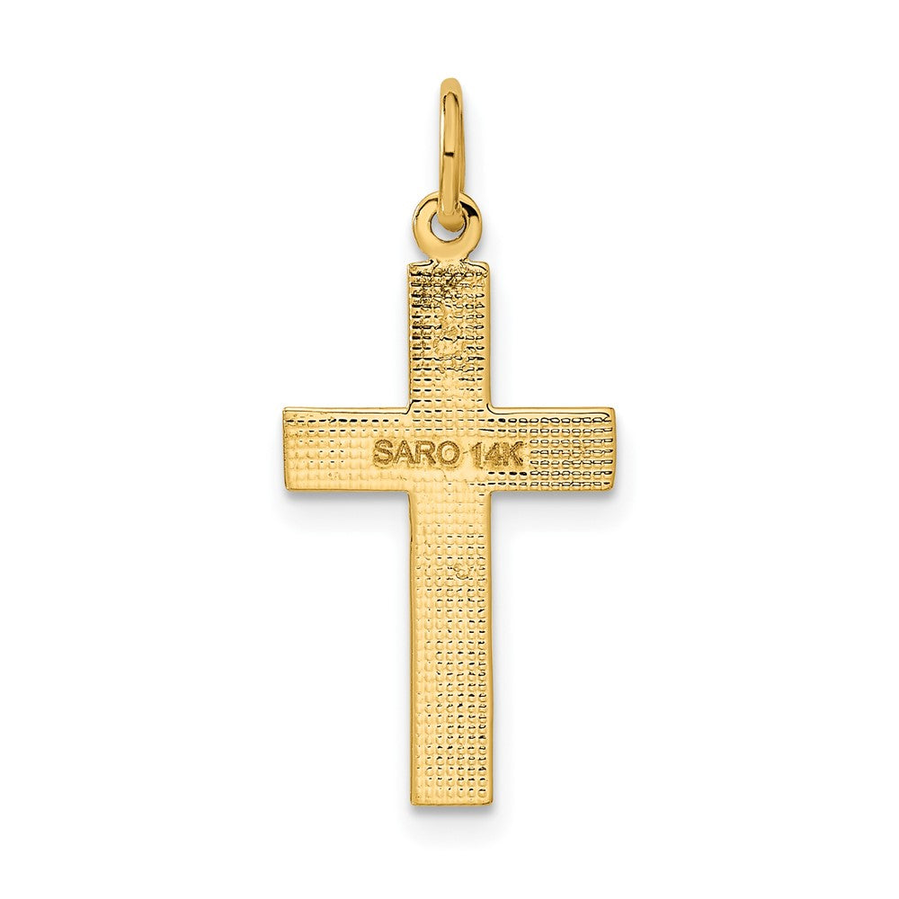 Alternate view of the 14k Yellow Gold, Diamond Cut, Latin Cross Pendant by The Black Bow Jewelry Co.