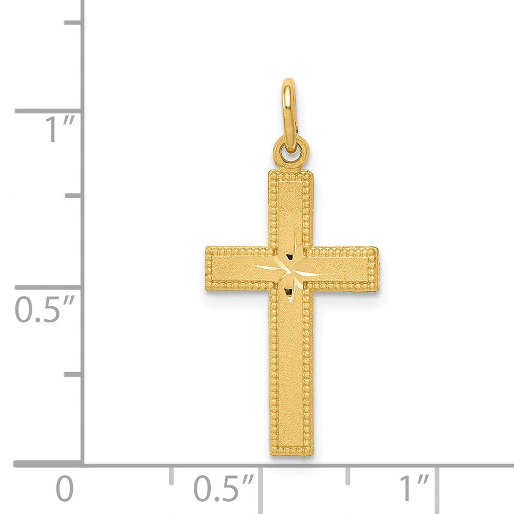 Alternate view of the 14k Yellow Gold, Diamond Cut, Latin Cross Pendant by The Black Bow Jewelry Co.