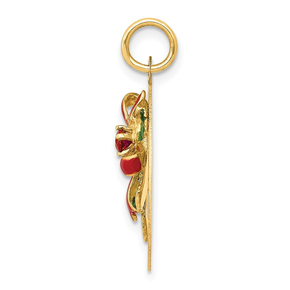 Alternate view of the 14k Yellow Gold, CZ &amp; Enameled Mistletoe Charm by The Black Bow Jewelry Co.