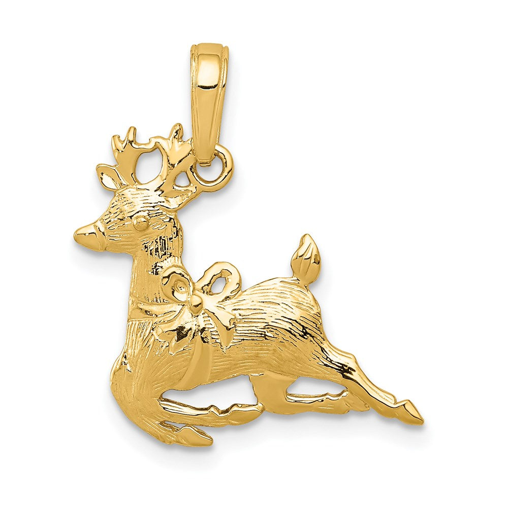 14k Yellow Gold Reindeer Charm, Item P8419 by The Black Bow Jewelry Co.