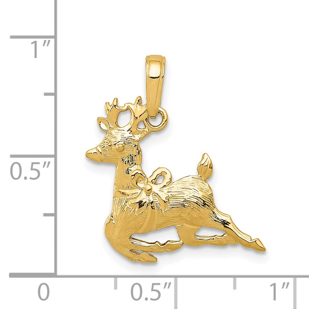 Alternate view of the 14k Yellow Gold Reindeer Charm by The Black Bow Jewelry Co.
