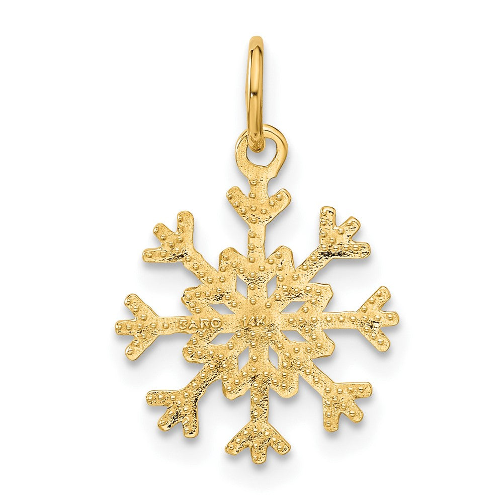 Alternate view of the 14k Yellow Gold Polished Snowflake Charm by The Black Bow Jewelry Co.