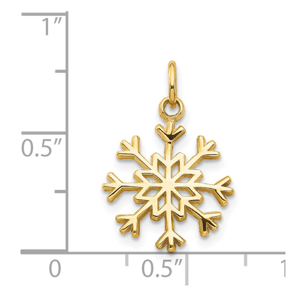 Alternate view of the 14k Yellow Gold Polished Snowflake Charm by The Black Bow Jewelry Co.