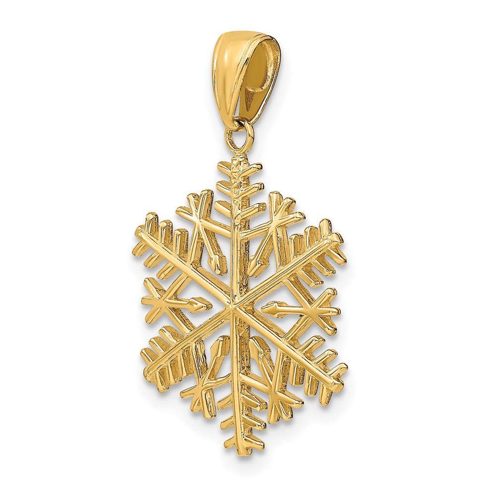 Alternate view of the 14k Yellow Gold 3D Aspen Snowflake Pendant, 3/4 Inch by The Black Bow Jewelry Co.