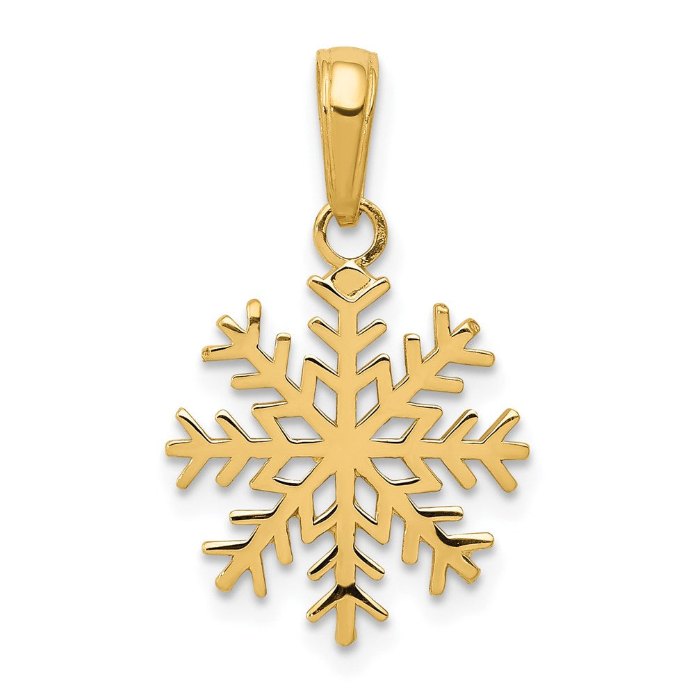 14k Yellow Gold 3D Snowflake Pendant, Item P8444 by The Black Bow Jewelry Co.