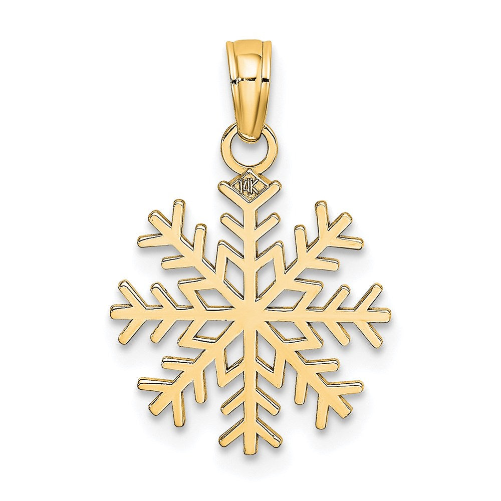 Alternate view of the 14k Yellow Gold 3D Snowflake Pendant by The Black Bow Jewelry Co.