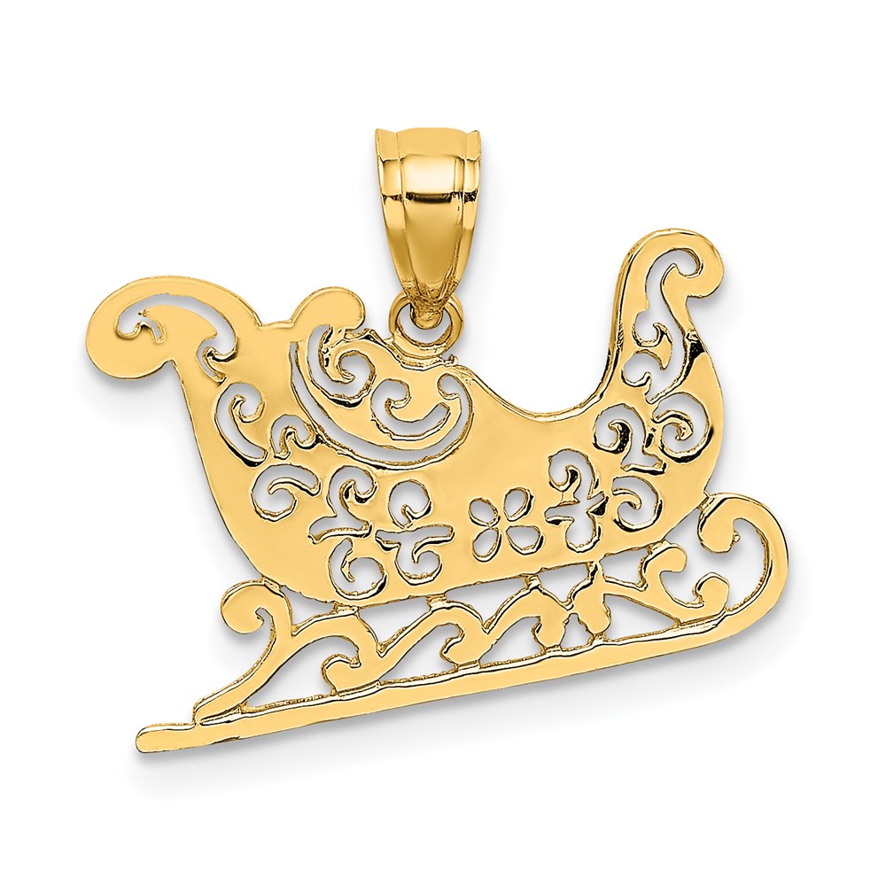 14k Yellow Gold Ornamental Sleigh Charm, Item P8459 by The Black Bow Jewelry Co.