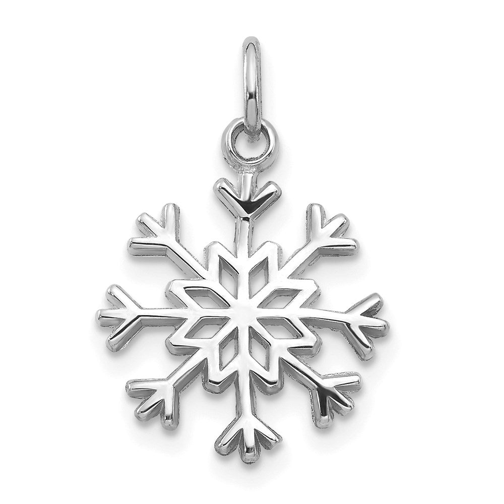14k White Gold Breckenridge Snowflake Pendant, 9/16 Inch, Item P8507 by The Black Bow Jewelry Co.