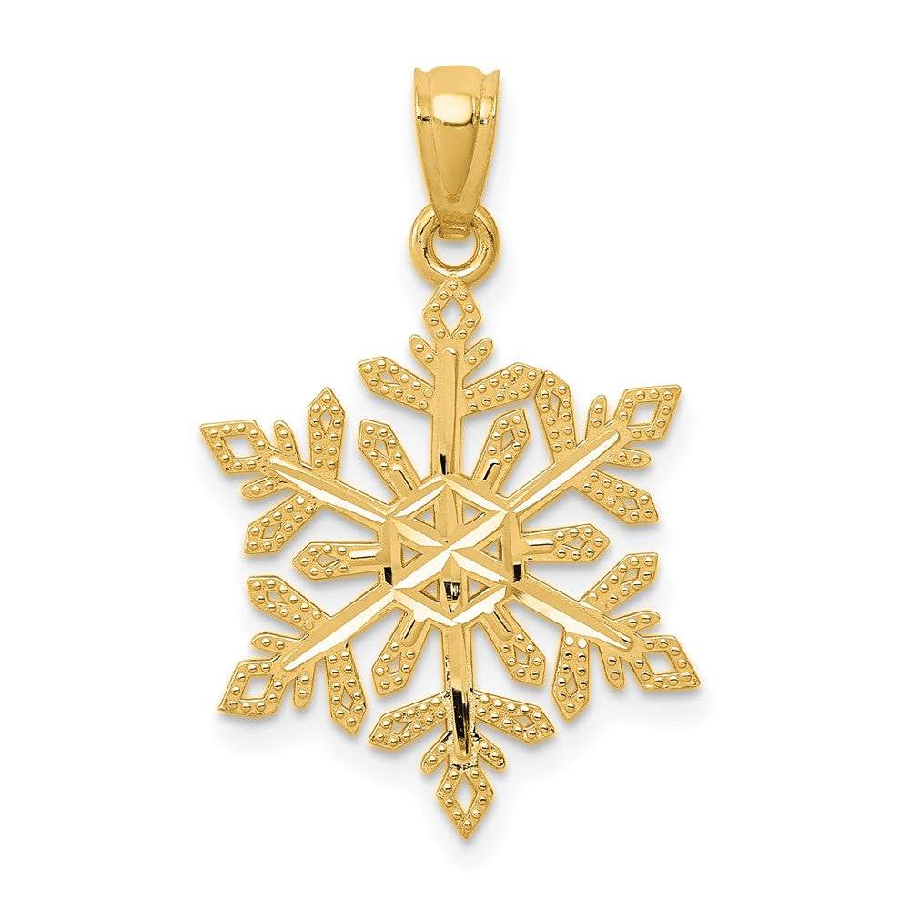 14k Yellow Gold, Snowflake Pendant, Item P8517 by The Black Bow Jewelry Co.