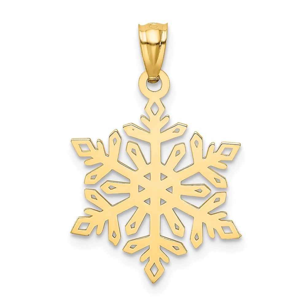 Alternate view of the 14k Yellow Gold, Snowflake Pendant by The Black Bow Jewelry Co.