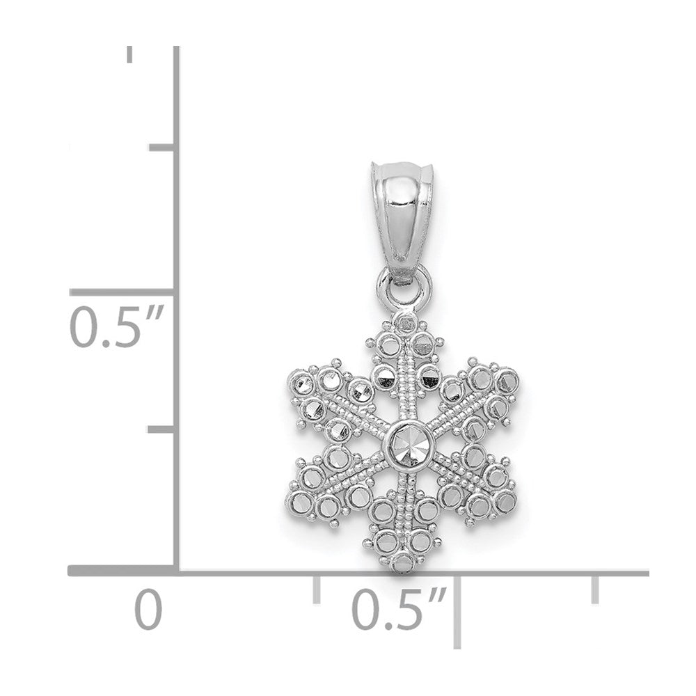 Alternate view of the 14k White Gold, Snowflake Pendant by The Black Bow Jewelry Co.