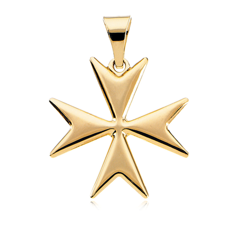 14k Yellow Gold Polished Maltese Cross Pendant, 18mm, Item P8654 by The Black Bow Jewelry Co.
