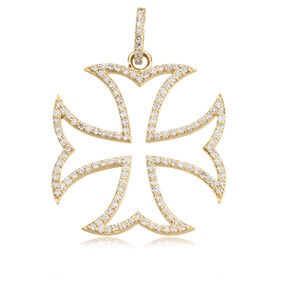 14k Gold and Diamond Maltese Cross Pendant, Item P8663 by The Black Bow Jewelry Co.